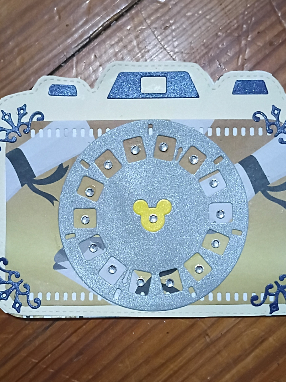 Silver and Yellow Mickey Film Reel Card Embellishment Gift Card Holder - Picture 1 of 2